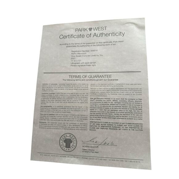 Marko Mavrovich 2021 How Sweet it is to be Loved by You Lithograph Spot Varnish - Picture 5 of 5